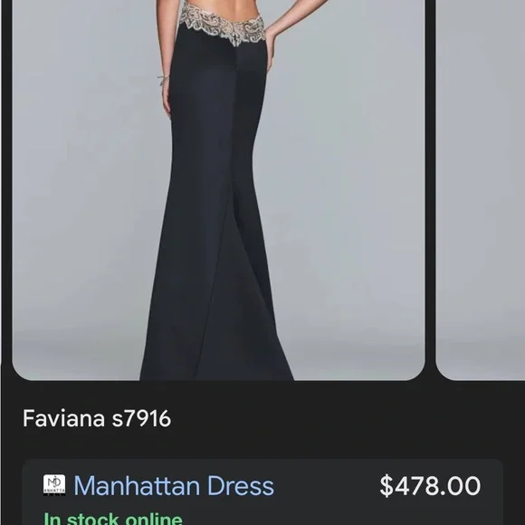 Faviana Black Evening Gown new with tags never worn or altered!